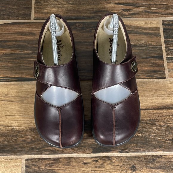 Alegria Kaitlyn Womens Size EU 38 Shoes Gravy Pull Up Leather Mary Jane Clogs - Picture 15 of 16